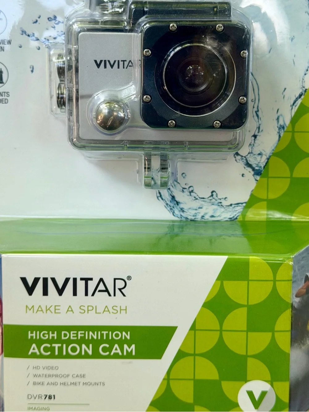 Vivitar DVR781 HD Sports Action Camera Waterproof Bike Helmet Mounts New Sealed